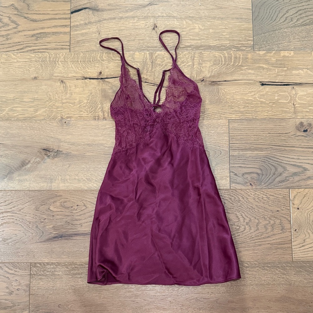 Victoria's Secret Burgundy Lace Chemise